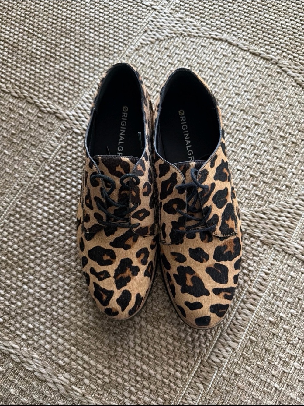 Cole Haan Leopard Print Oxford Flats in Tan and Black